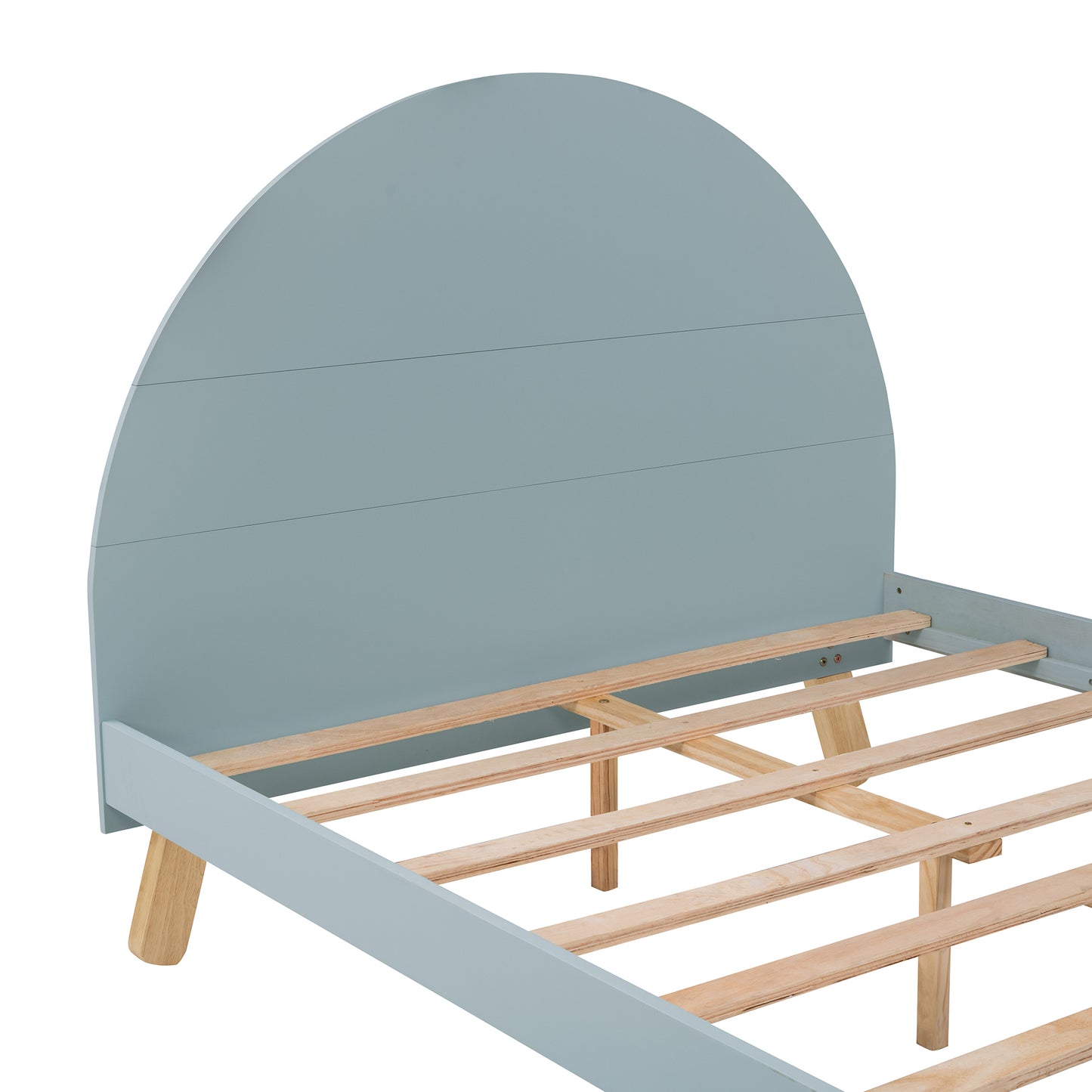 Wooden Cute Platform Bed With Curved Headboard