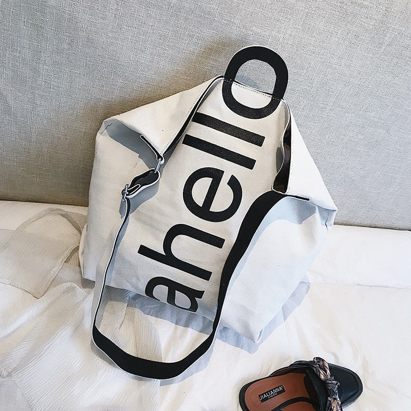 Canvas Fashion Letters Portable Tote Bag