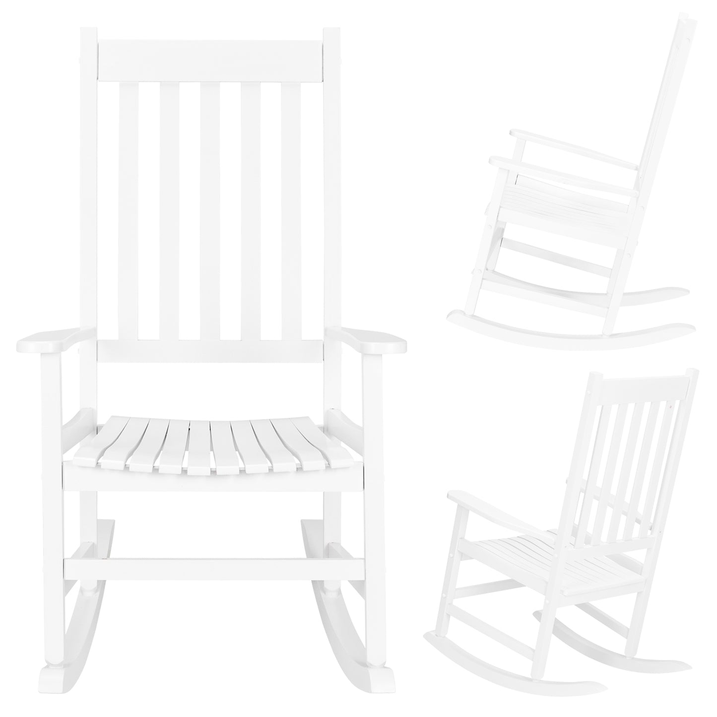 68.5*86*115CM Square Wooden Rocking Chair White