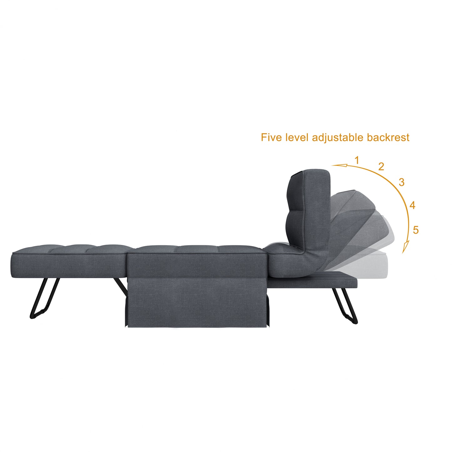 Living Room Bed Room Metal Frame with Dark Grey Upholstery Recliner
