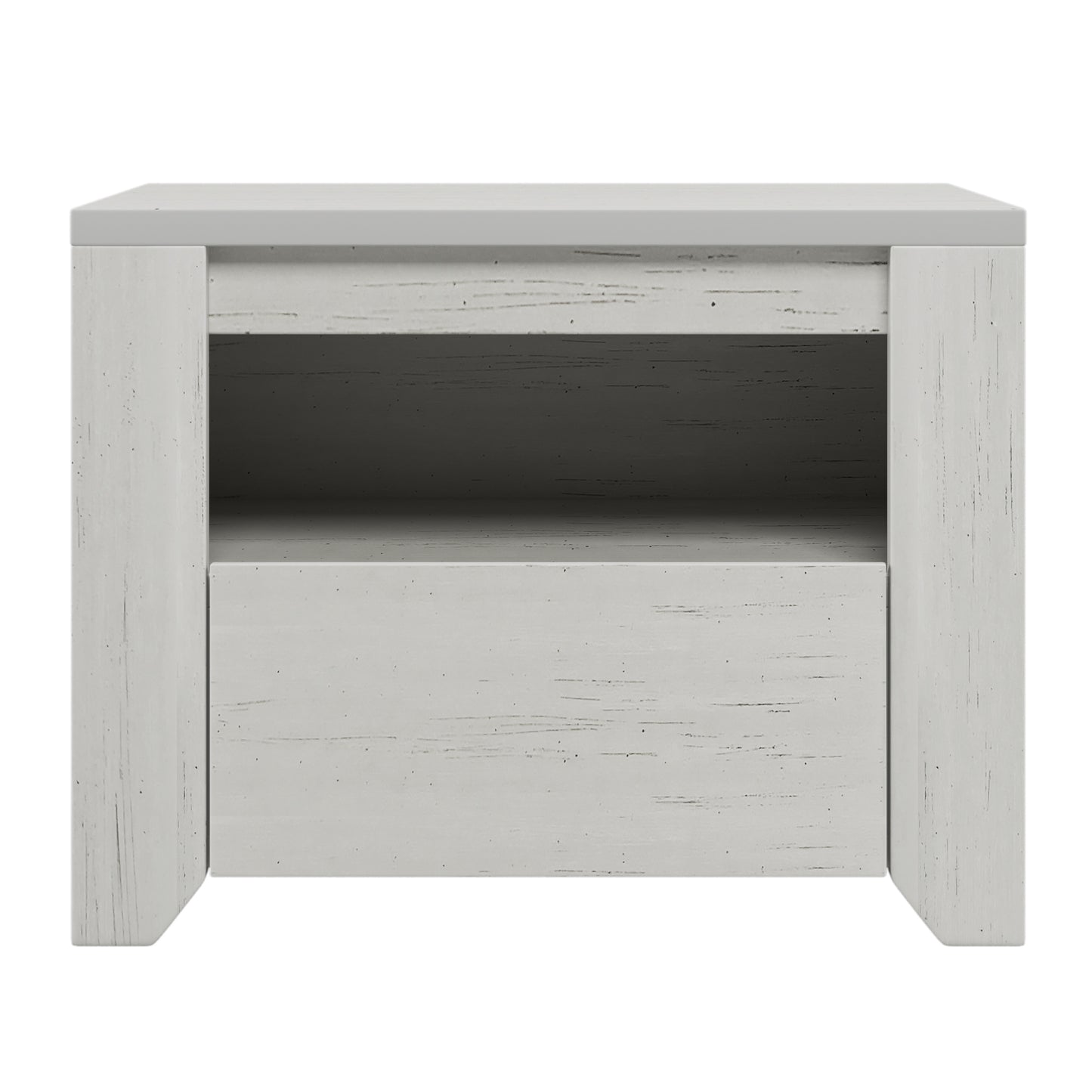 Off White Simple Style Manufacture Wood Nightstand with Gray Wood