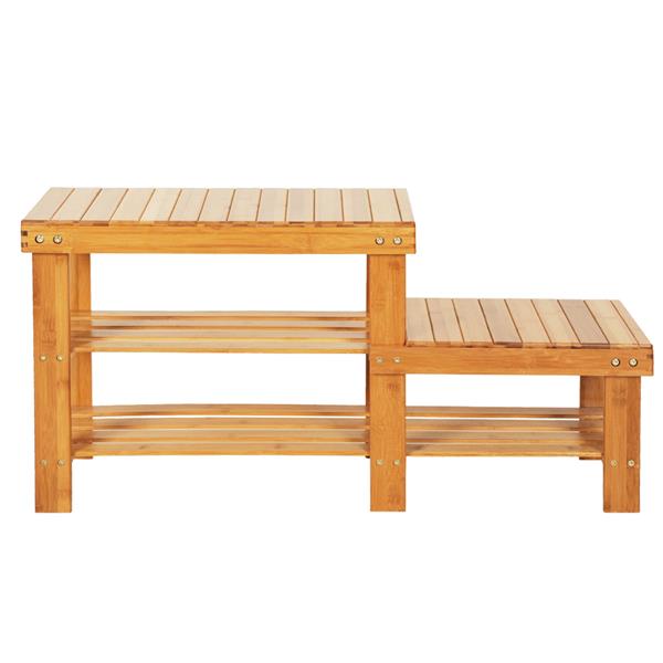 90cm Strip Pattern Tiers Bamboo Stool Shoe Rack for Kids Wood Color