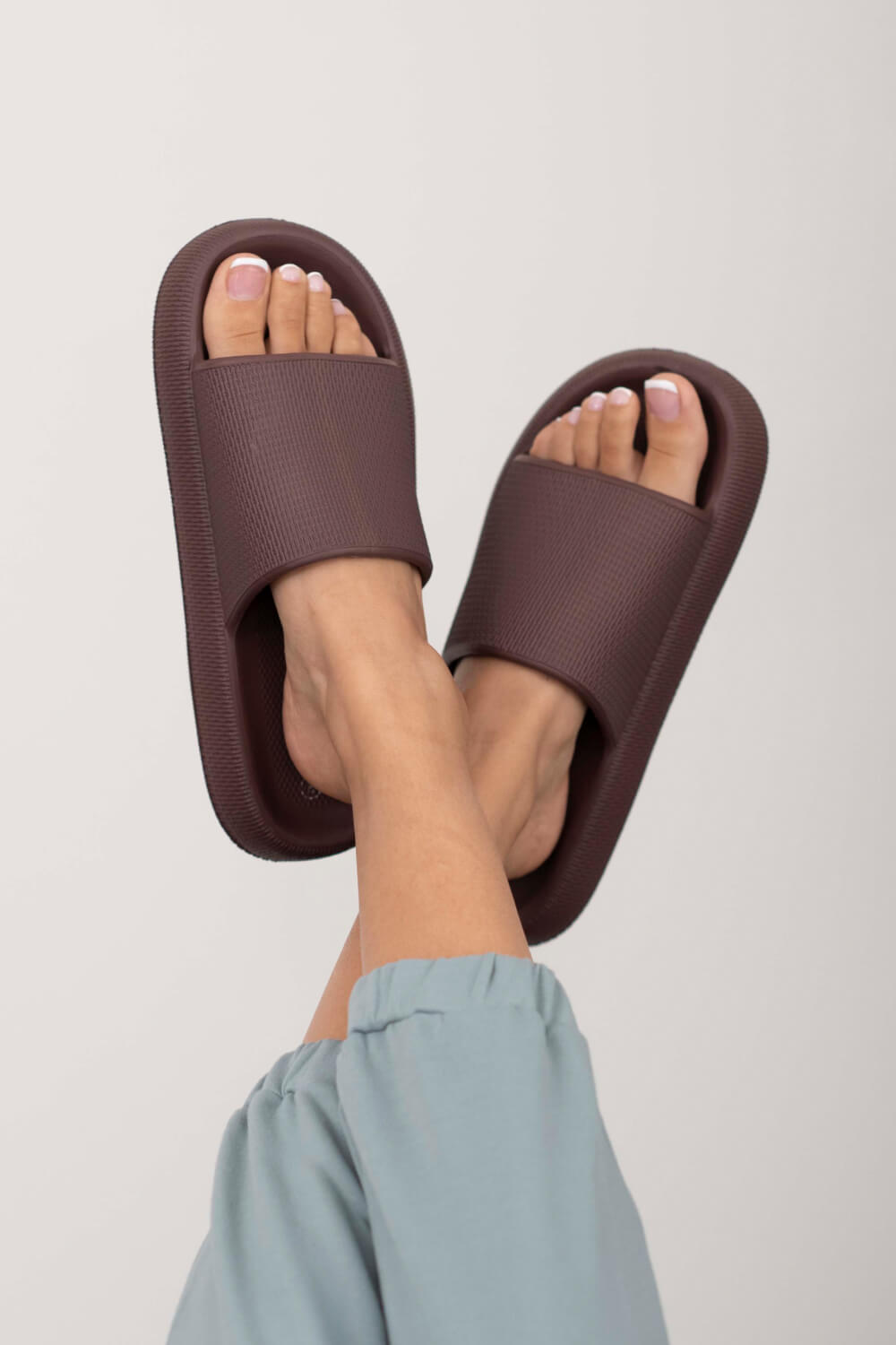 WeeBoo Go All Out Slide-On Sandals in Brown