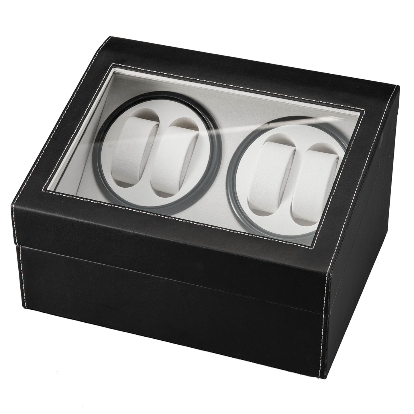 Black Leather Watch Winder Storage Auto Display Case Box
