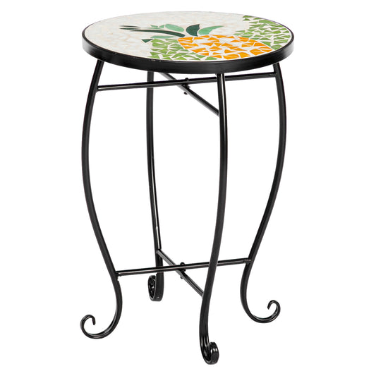 Inlaid Mosaic Round Terrace Bistro Tables Inlaid With Color Glass Pineapple Pattern