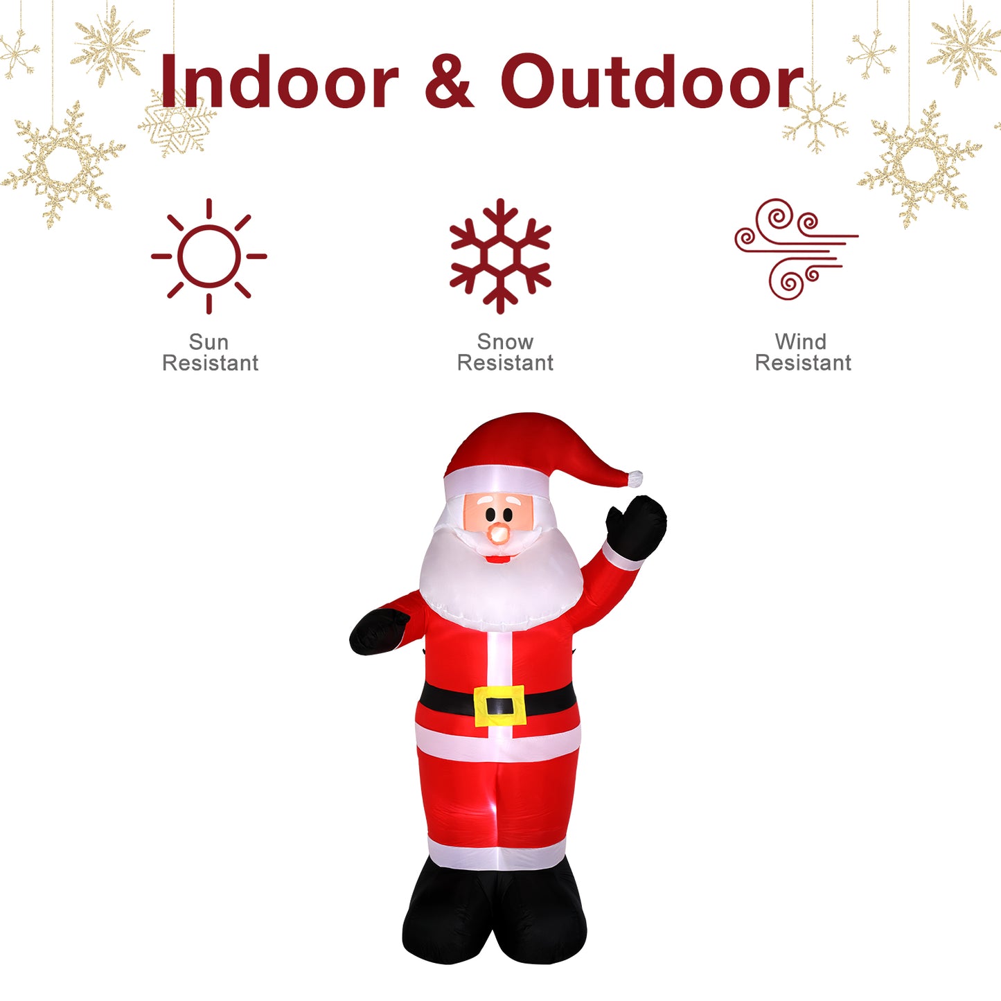 8ft with 4 String Lights Inflatable Garden Santa Claus Decoration