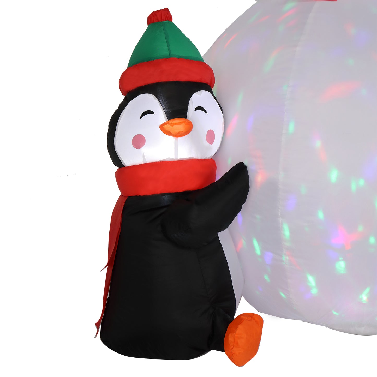 6ft With 3 Penguins, 4 Light Strings, 1 Colorful Rotating Light Inflatable