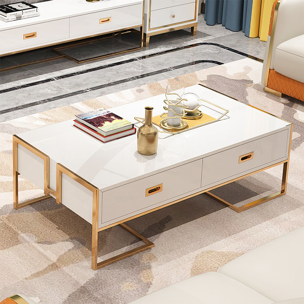 Modern Rectangular Coffee Table with 4 Drawers