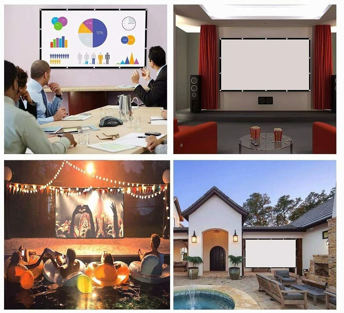 Projector Screen 120 inch 16:9 HD 4K Projector Home Theaters 3D Movie