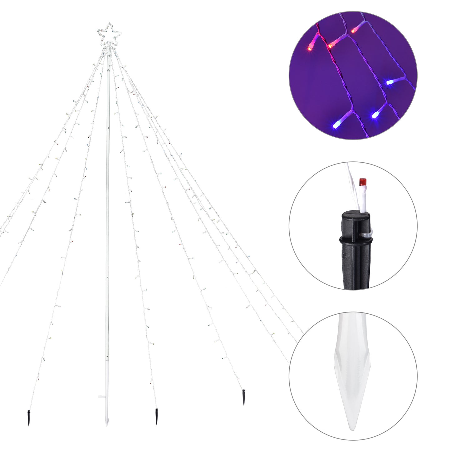 9FT Multi Color 14-Function LED Light Show Cone Christmas Tree