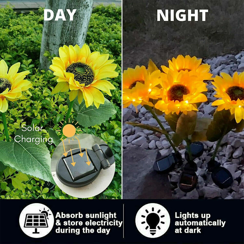 LED Solar Powered Light with 20 LED Sunflower (2 Pack)