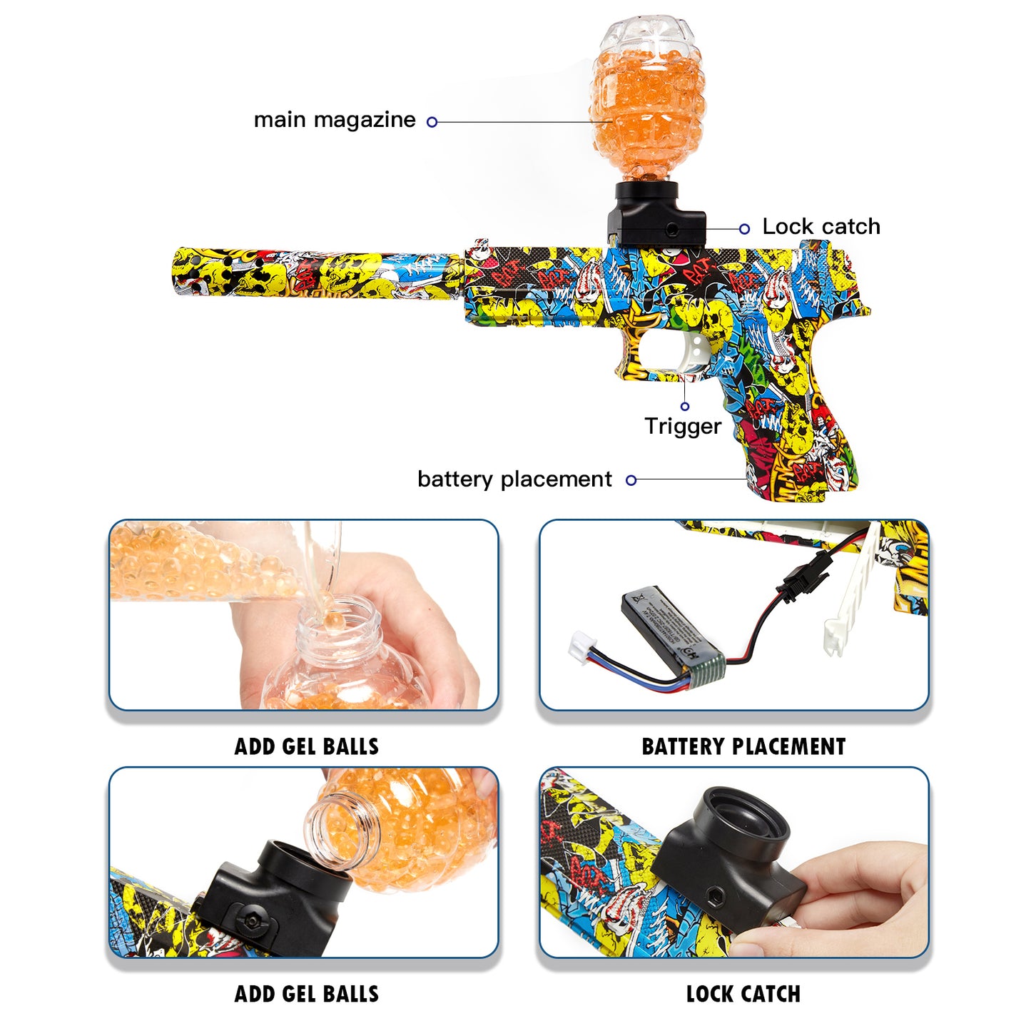 Splatter  Gel Ball Blaster Toy, with 11000 Non-Toxic Gellets