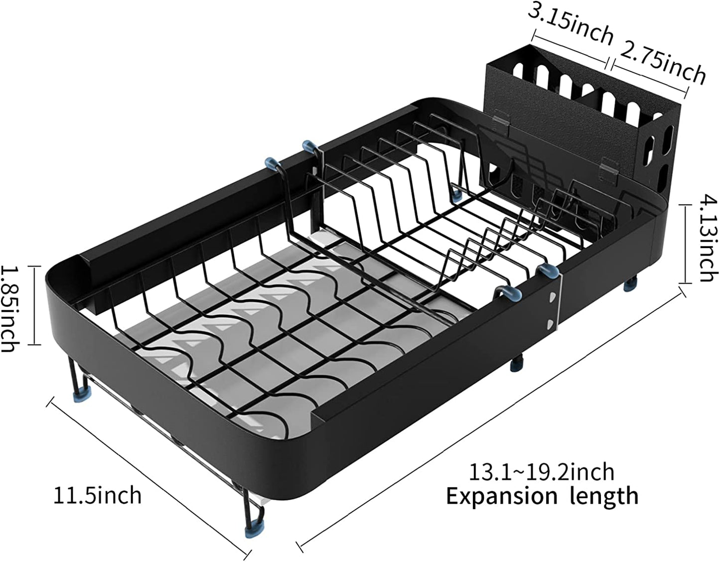 Dish Drying Rack for Kitchen Counter Extendable (13.4” to 19.3”)