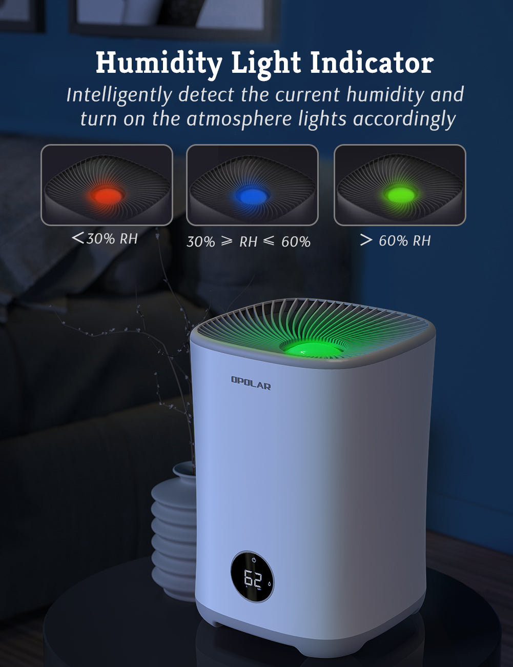 Evaporative Mist-Free Top Fill Quiet Humidifiers with Filters