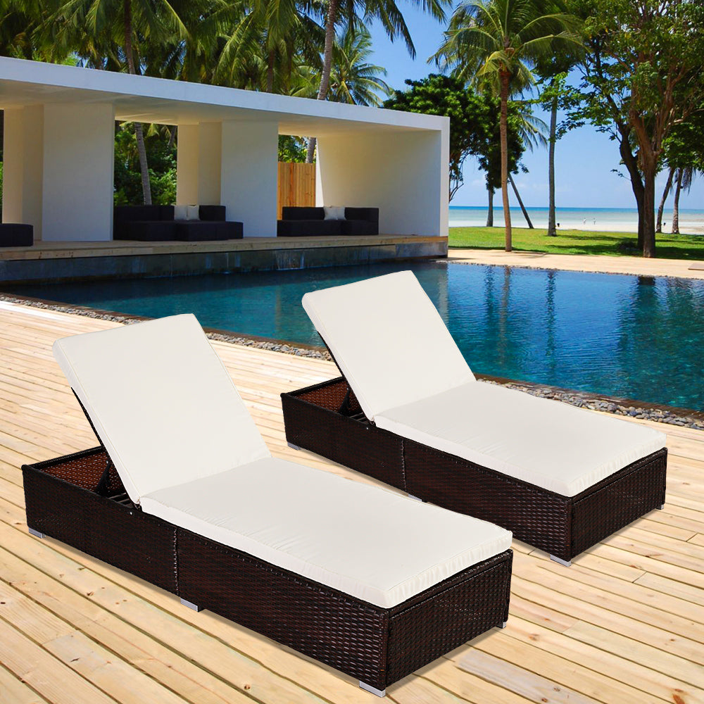Outdoor Leisure Rattan Furniture Pool Bed / Chaise (Single Sheet)-Brown