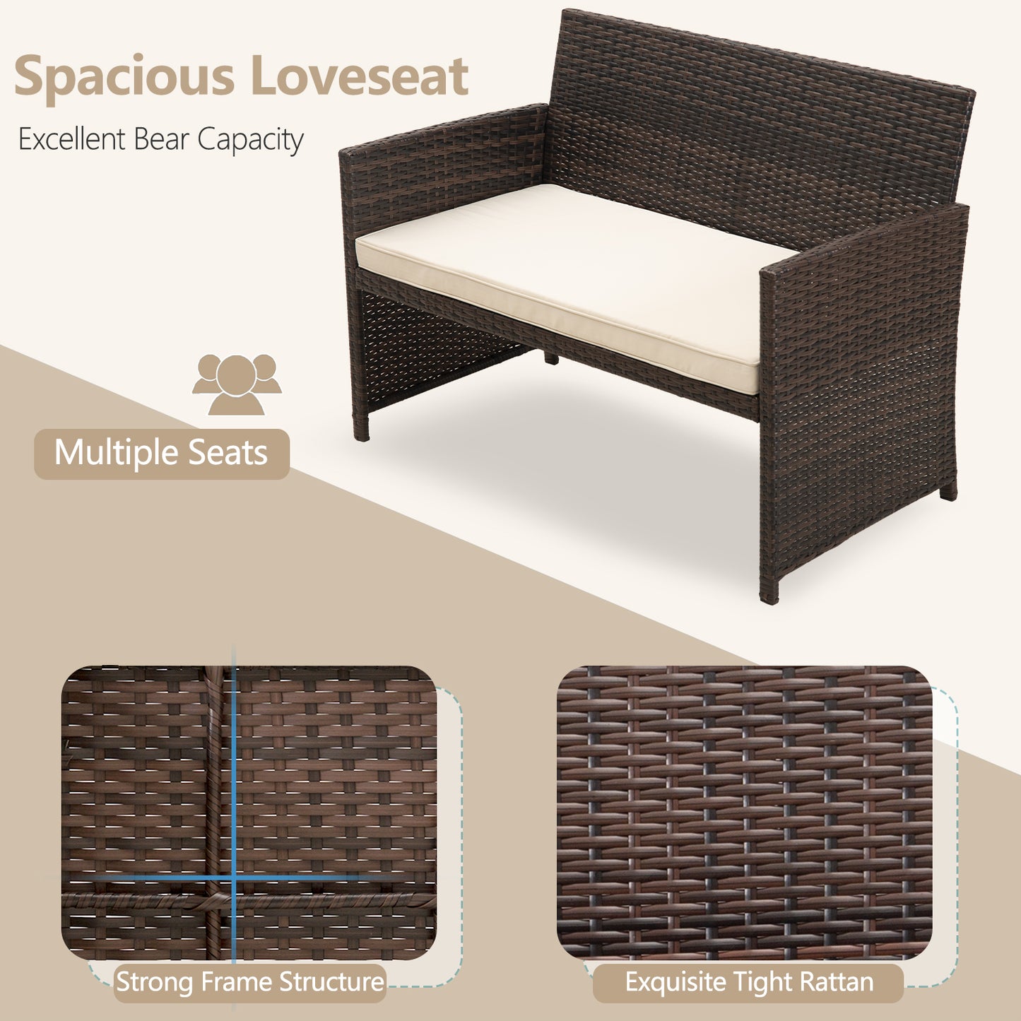 Cpintltr 4 Pieces Outdoor Wicker Furniture Sets