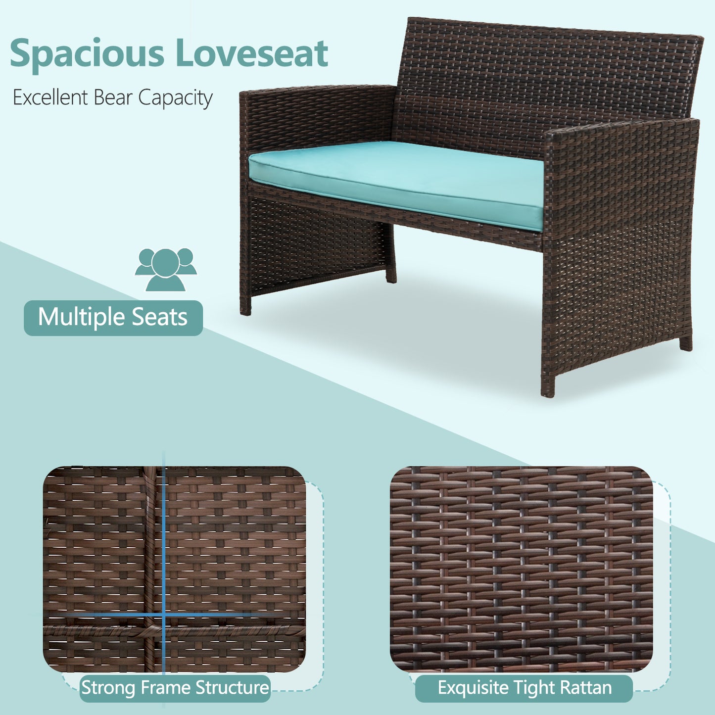 Cpintltr 4 Pieces Outdoor Wicker Furniture Sets PE Rattan
