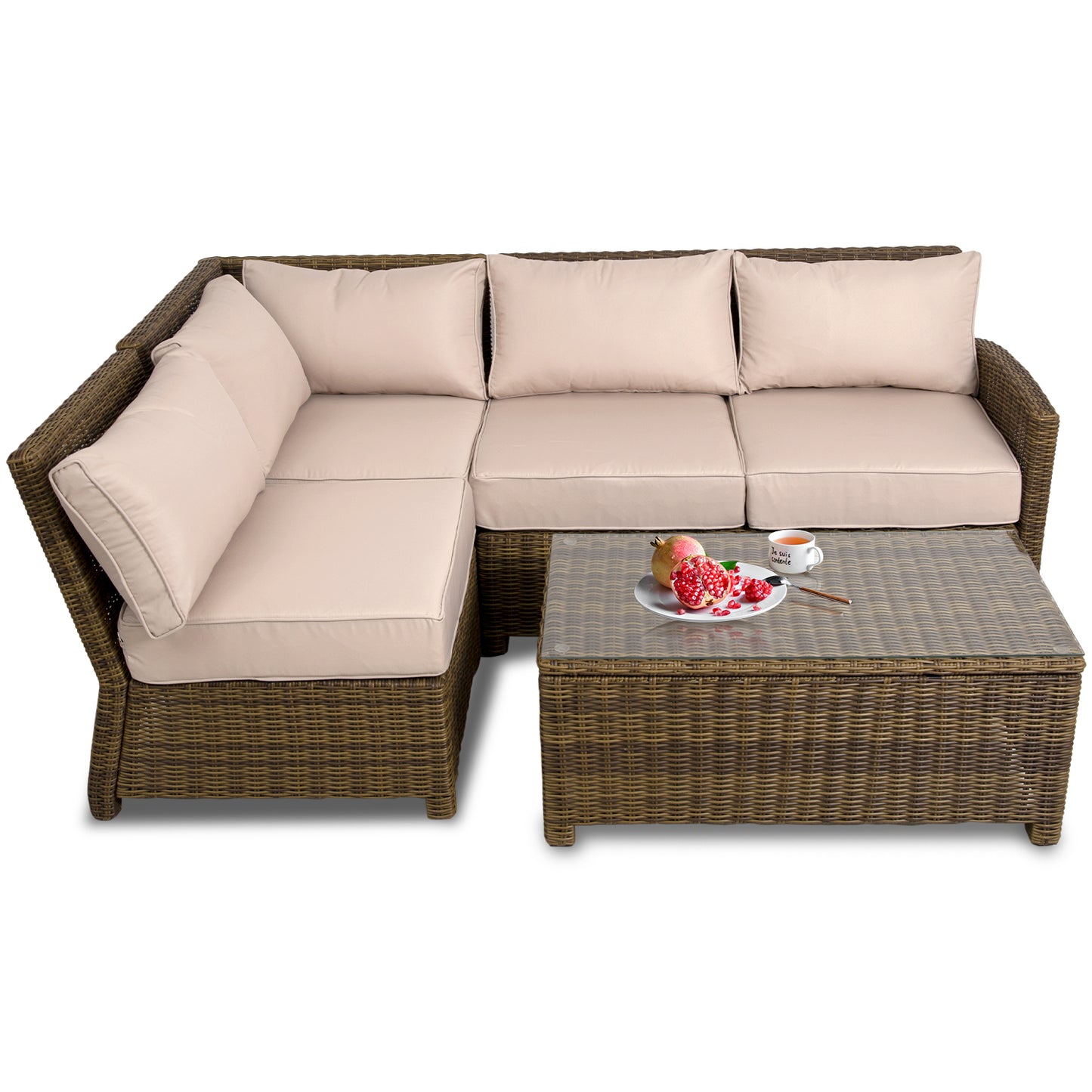 Outdoor Patio Furniture Set 4-Piece Rattan Sectional Sofa Sets