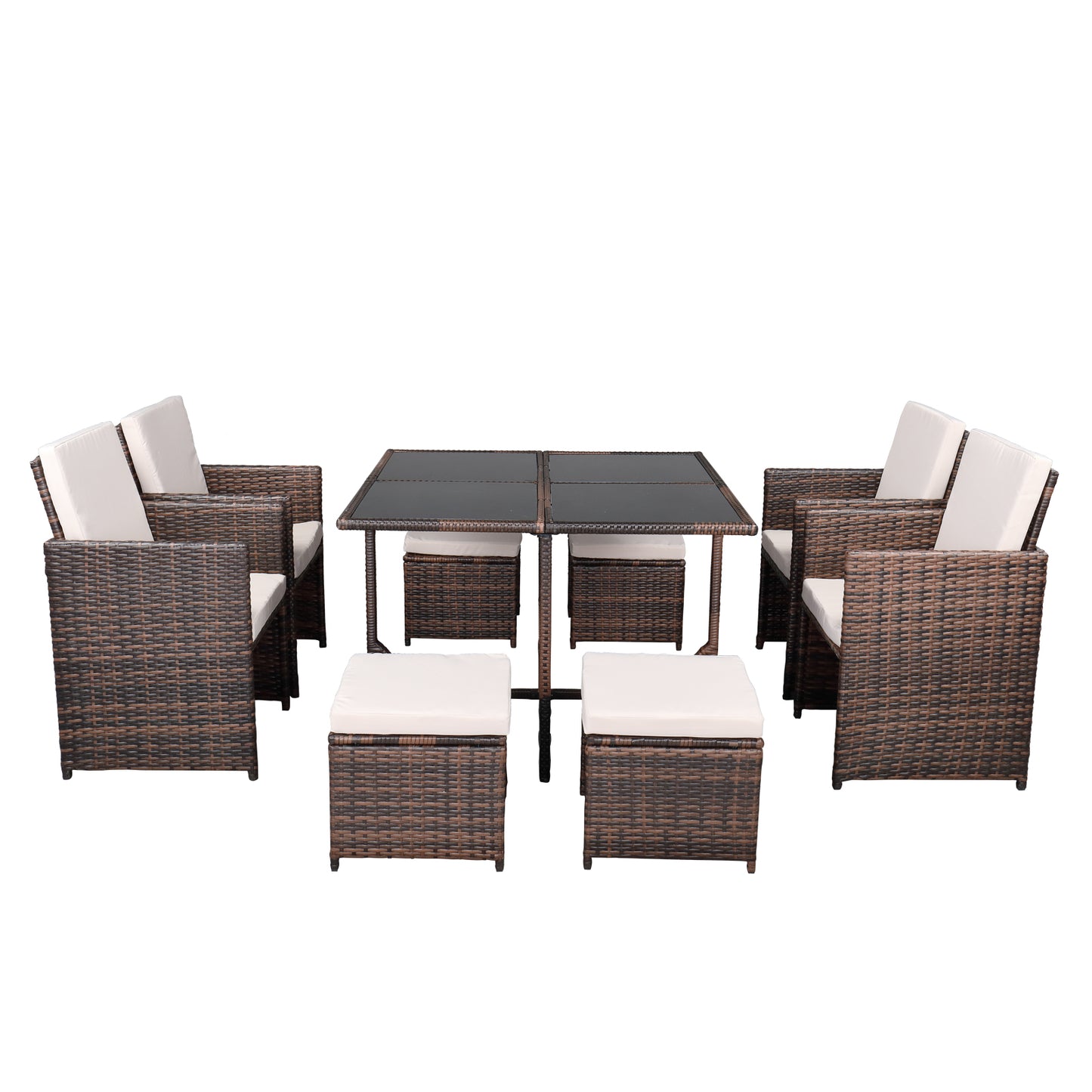 Nine-Piece Table And Chair Set-1 (1/3) Brown Gradient