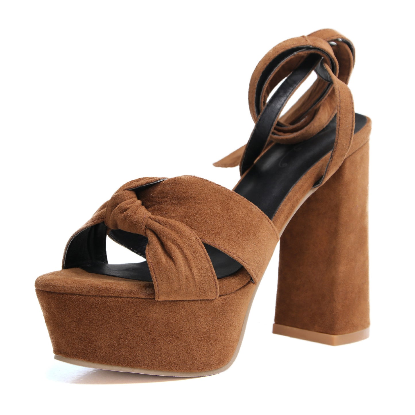 New Round Toe High Chunky Heel Ankle Strap Ladies Sandals