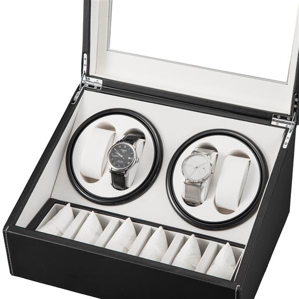 Black Leather Watch Winder Storage Auto Display Case Box