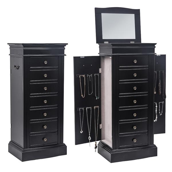 Jewelry Armoire with Mirror, 7 Drawers