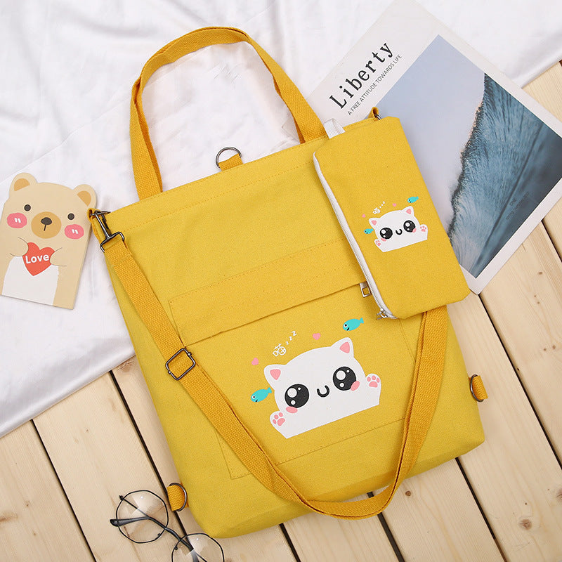 Cute Cat Printed Canvas Bag
