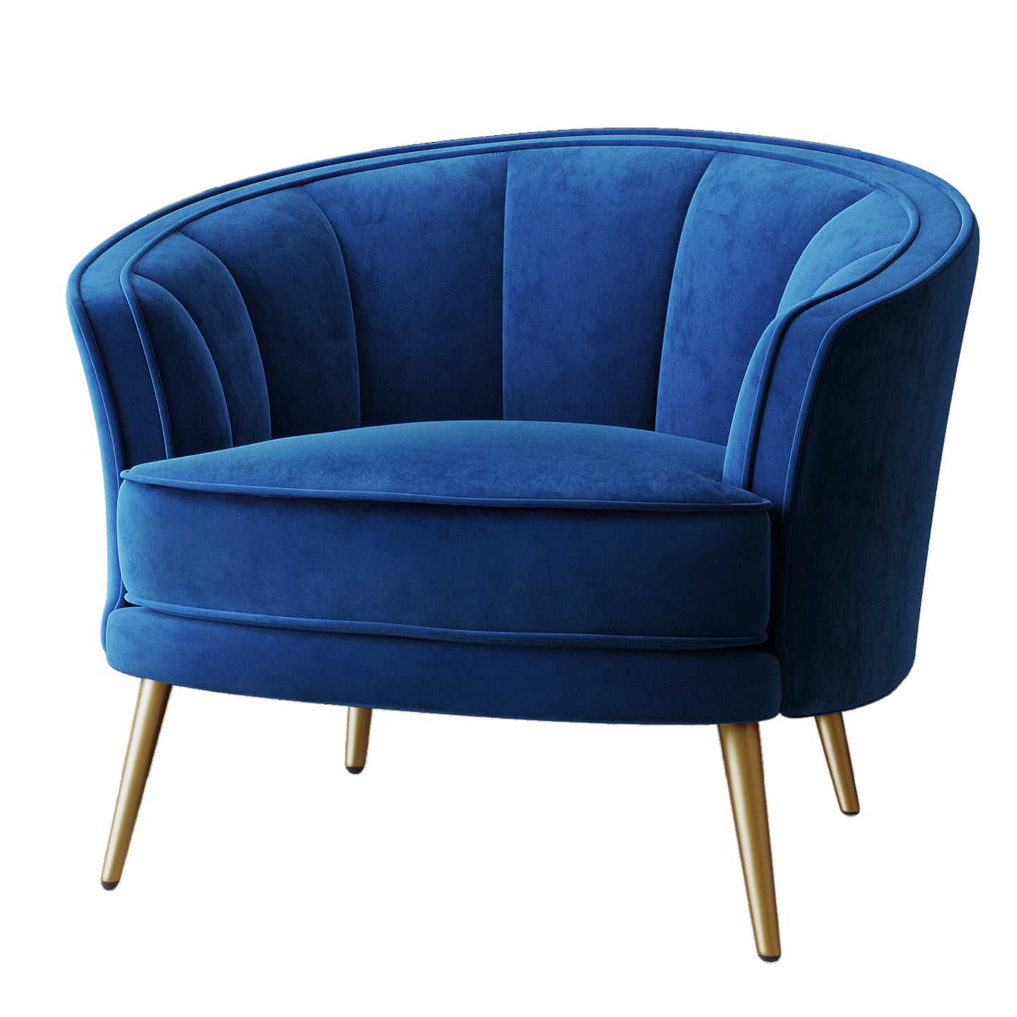 Modern Velvet Accent Barrel Chair Blue