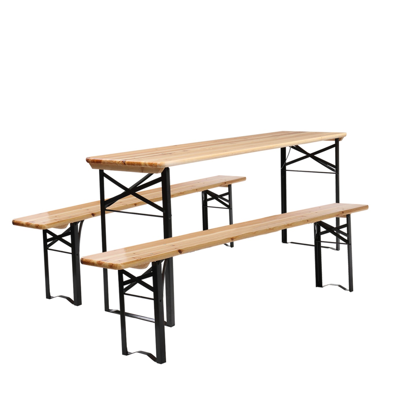 Picnic Combo 3PCS Set, 5.8FT Wood Table and Bench Set