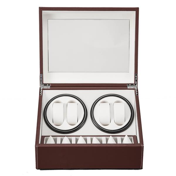 Brown Leather Watch Winder Storage Auto Display Case Box