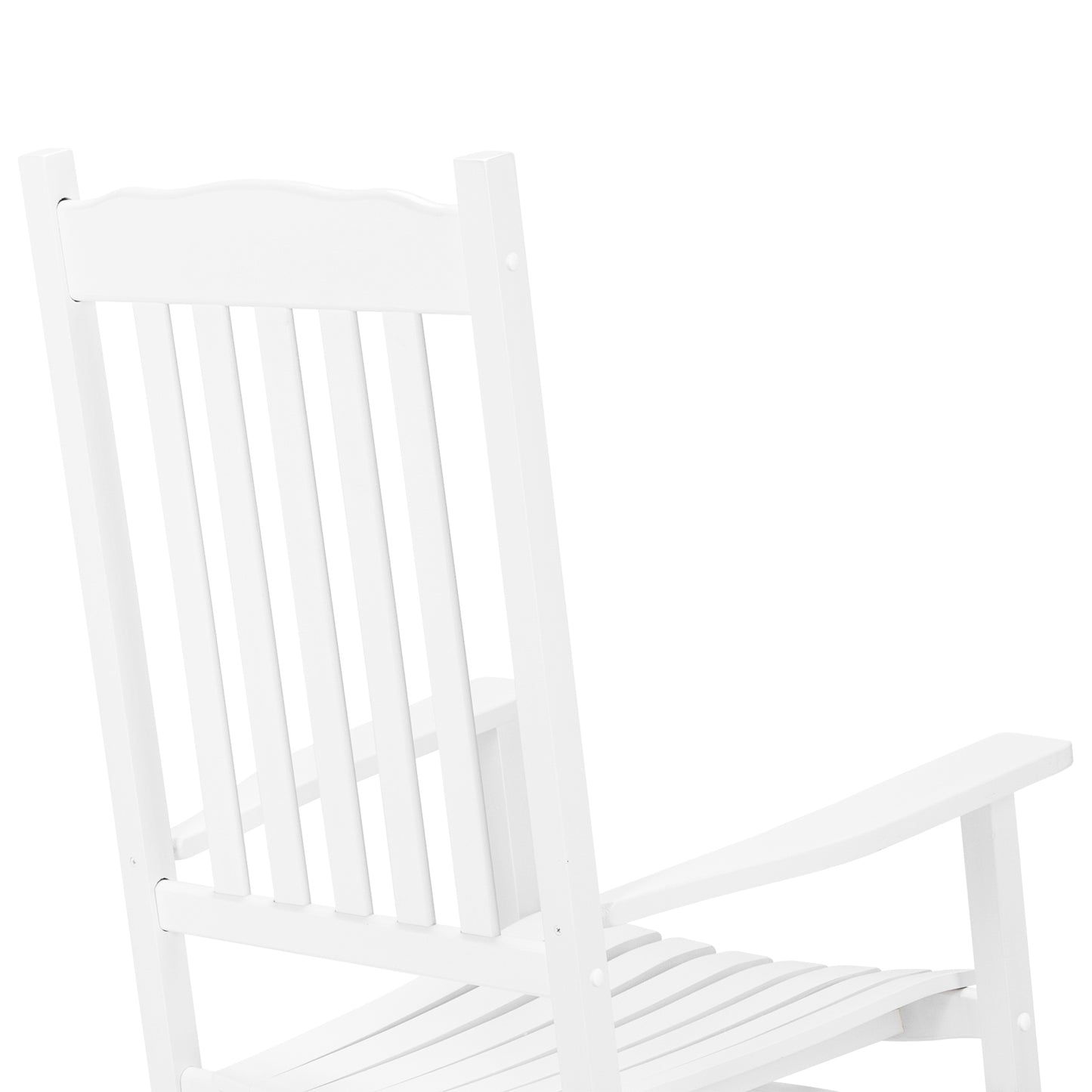 68.5*86*115CM Square Wooden Rocking Chair Wavy Backboard White