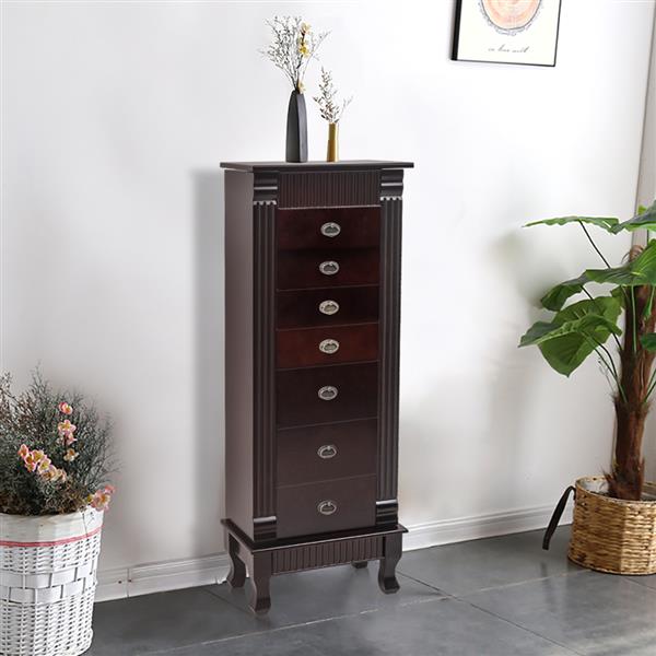 Standing Jewelry Armoire Cabinet Makeup Mirror and Top
