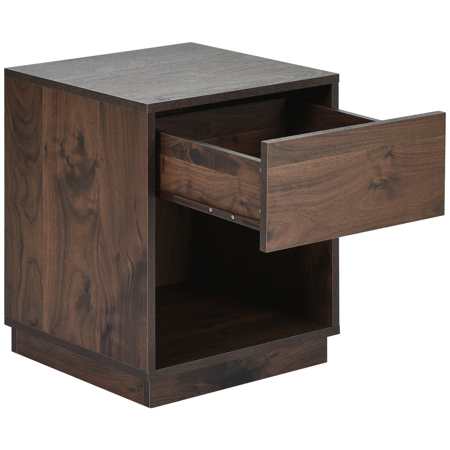 Mid-Century Modern Nightstand End Table Open Storage with One Drawer
