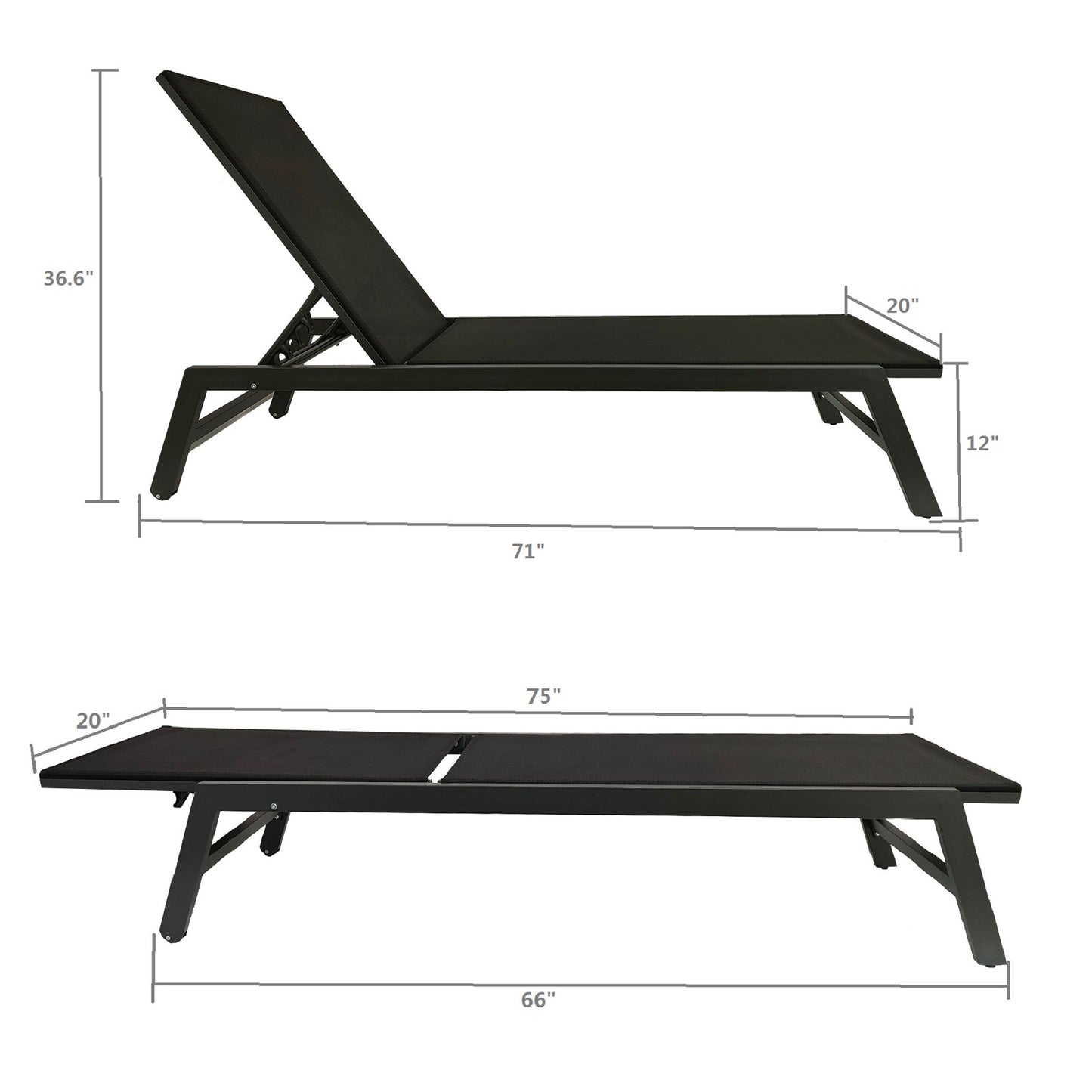 Outdoor 2-Pcs Set Chaise Lounge Chairs