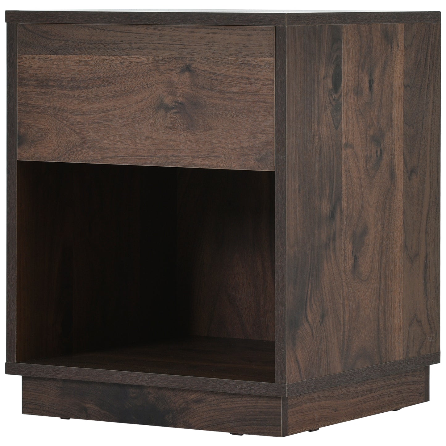 Mid-Century Modern Nightstand End Table Open Storage with One Drawer