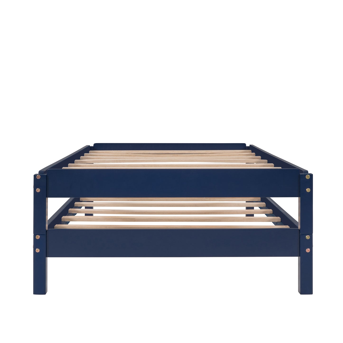 Solid Platform Bed Twin Size, 2 Twin Wood Bed Guest Bed Stackable Bed Blue
