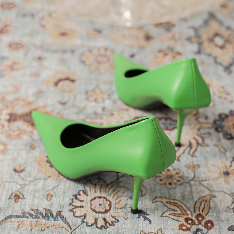 New Green Stiletto Pointed Toe Shallow Mouth