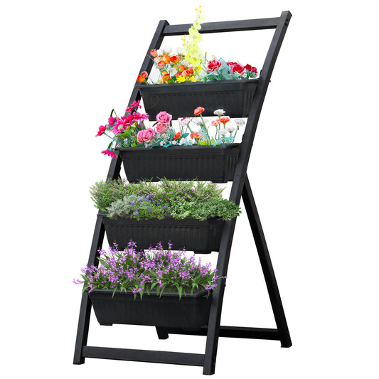 Vertical Elevated Planter with 4-Tiered Planter Boxes