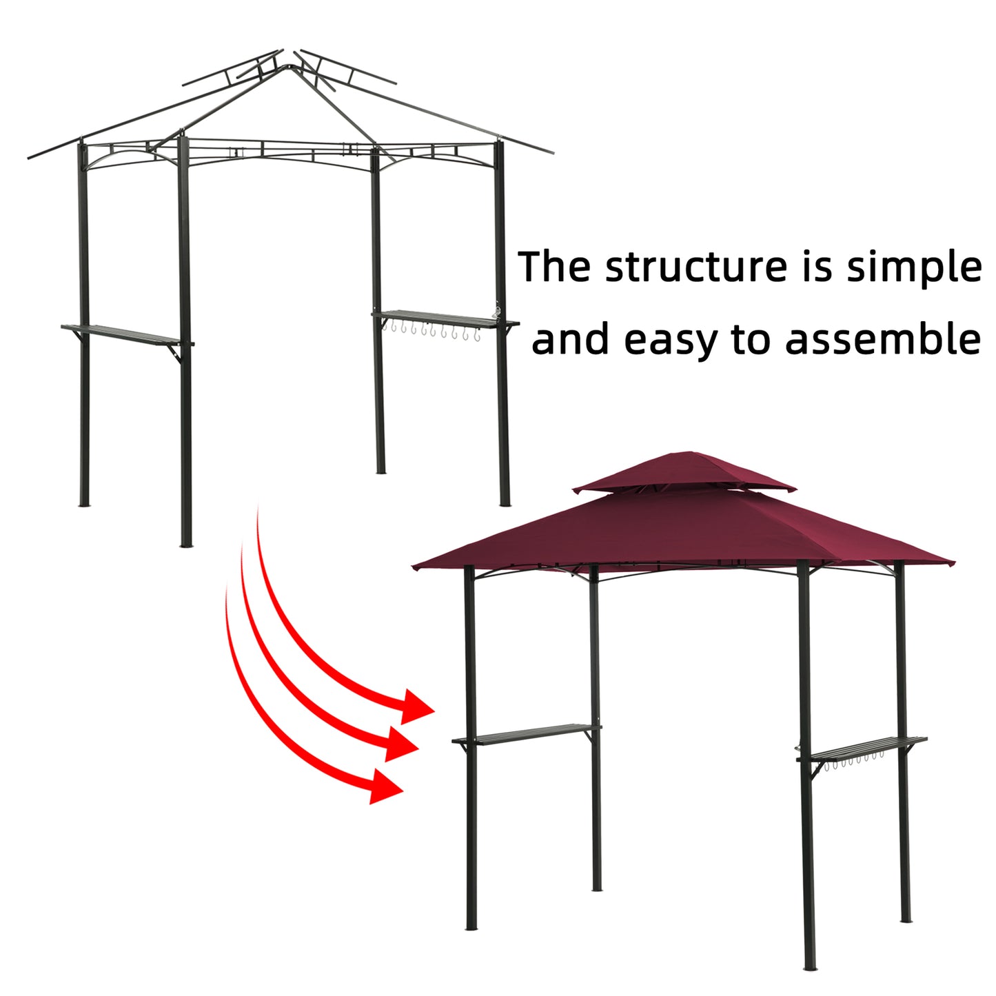 Outdoor Grill Gazebo 8 x 5 Ft, Shelter Tent,