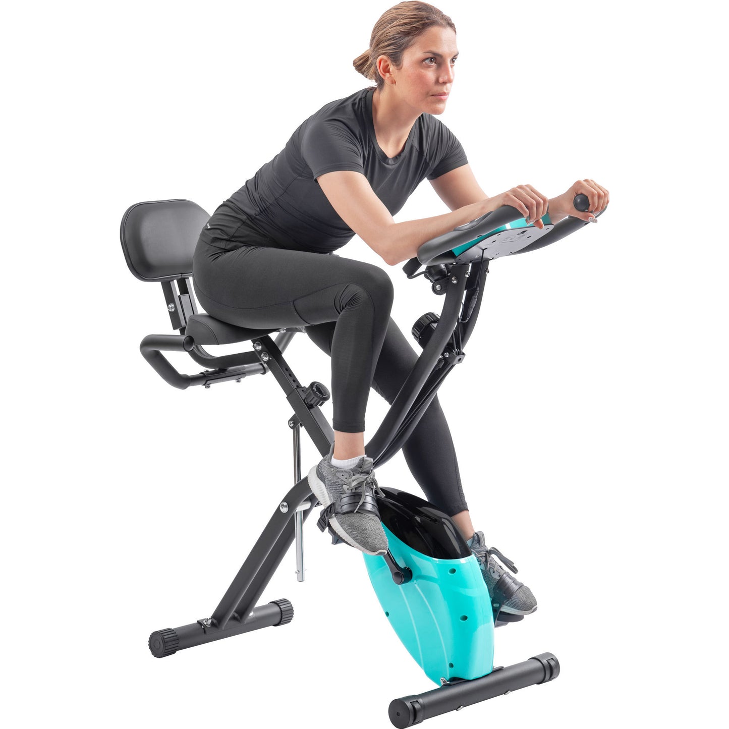 Folding Exercise Bike, Fitness Upright and Recumbent X-Bike with 10-Level Adjustable