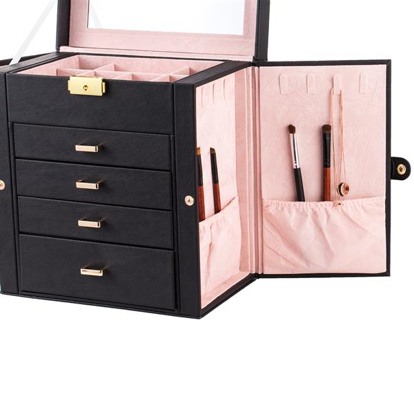 Synthetic Leather Huge Jewelry Box Mirrored Jewelry  Organizer