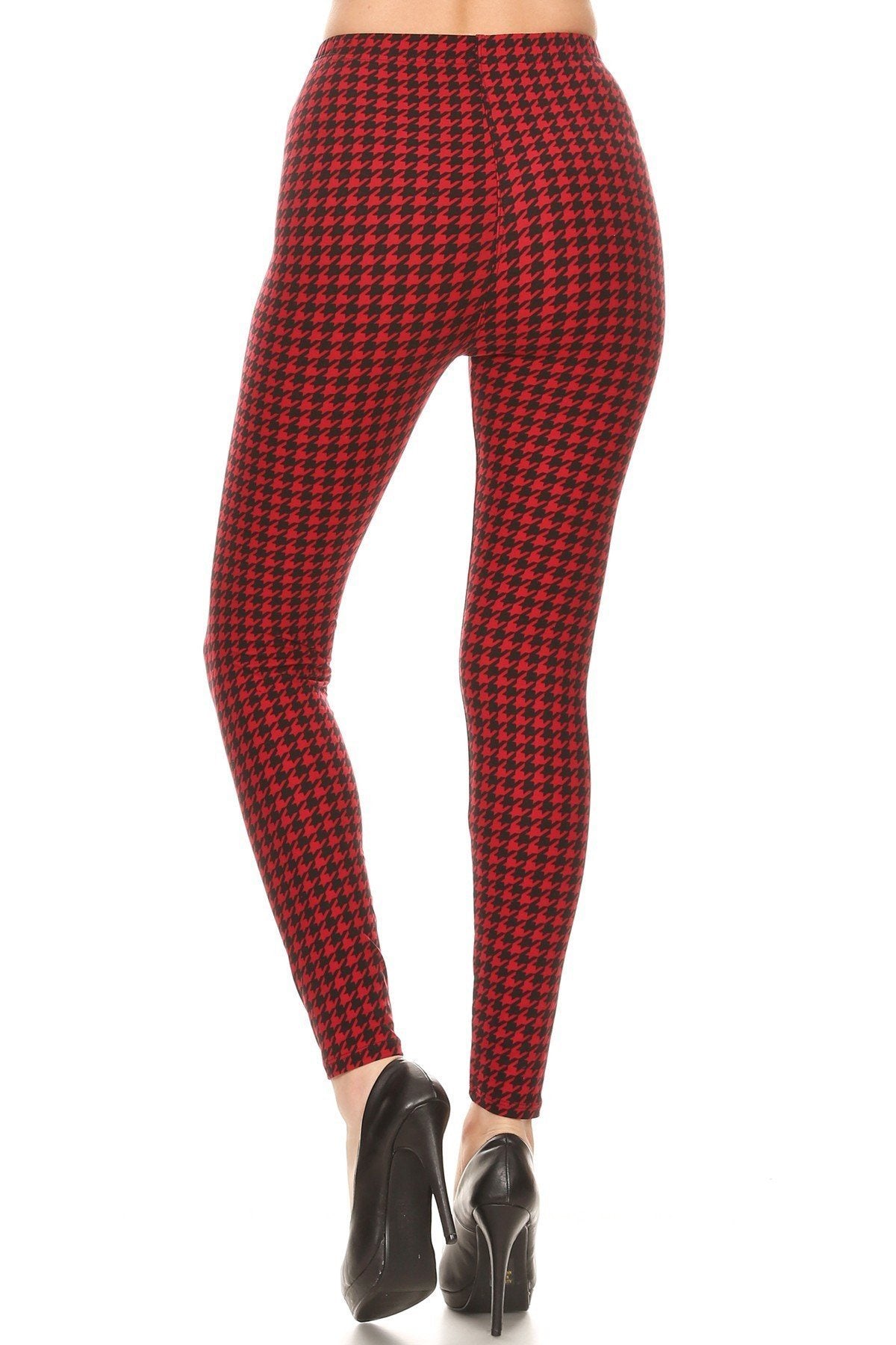 High Rise Hounds Tooth Print Fitted Leggings