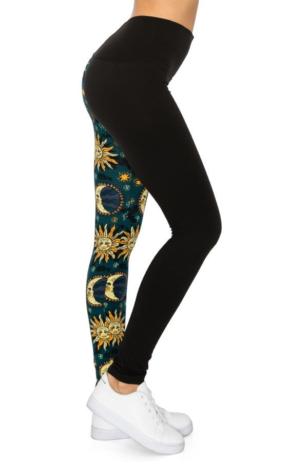 Spliced 5-inch Long Yoga Style Banded Lined Knit Legging With High Waist