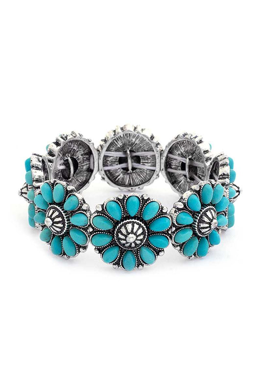 Floral Stone Design Elastic Bracelet