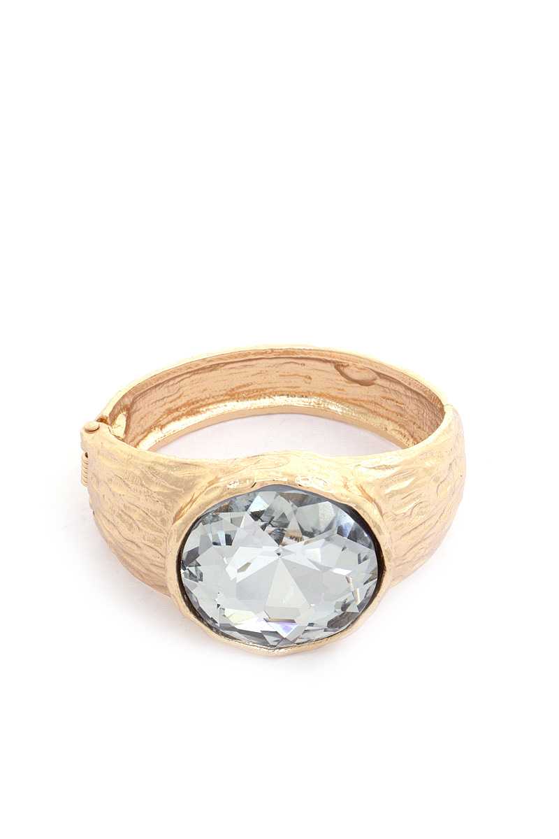 Belle Belli Oval Crystal Metal Cuff Bracelet