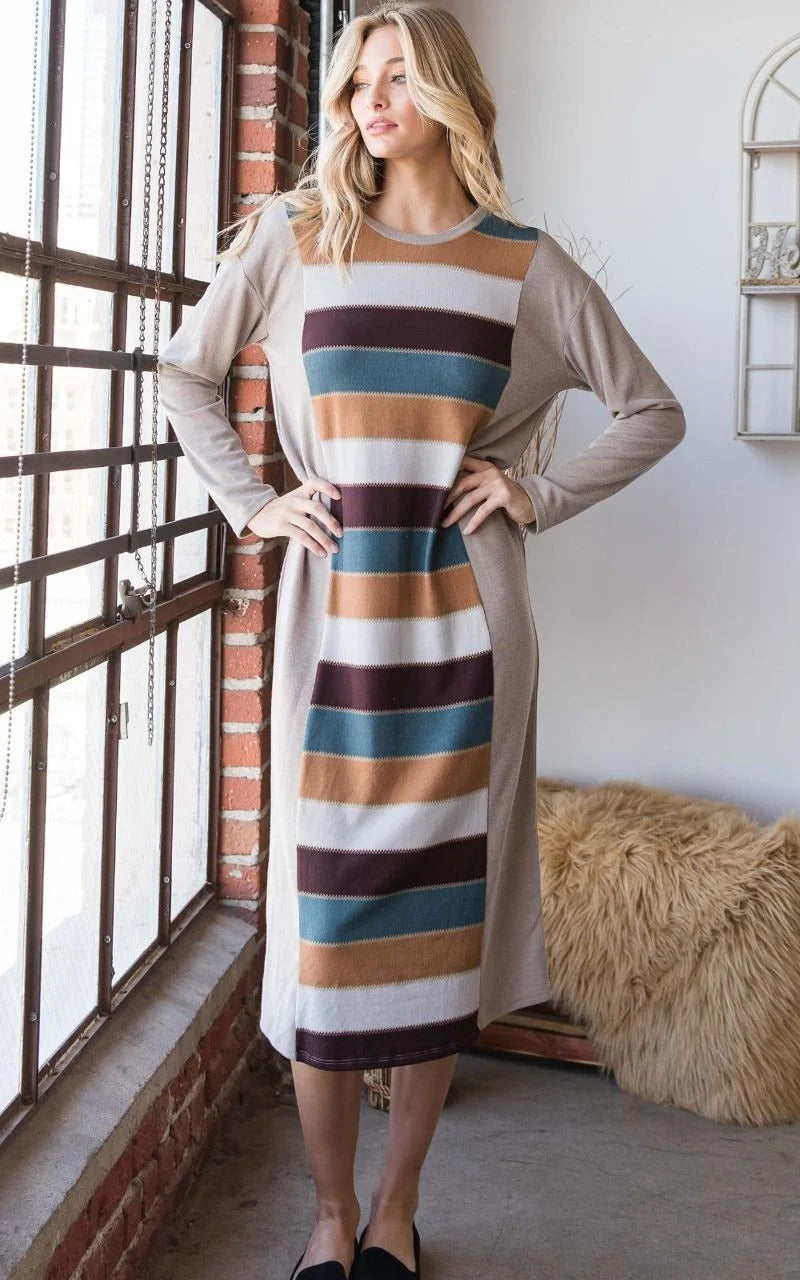 Colorblock Striped Dress