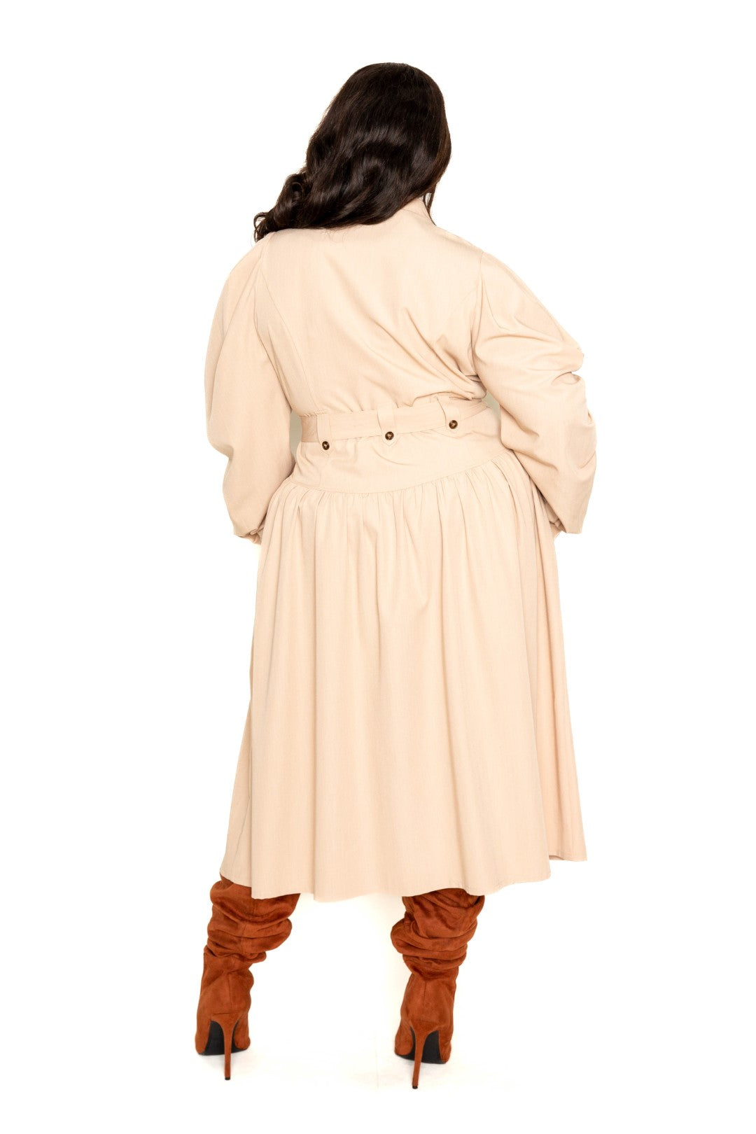 Puff Sleeve Trench Jacket Dress