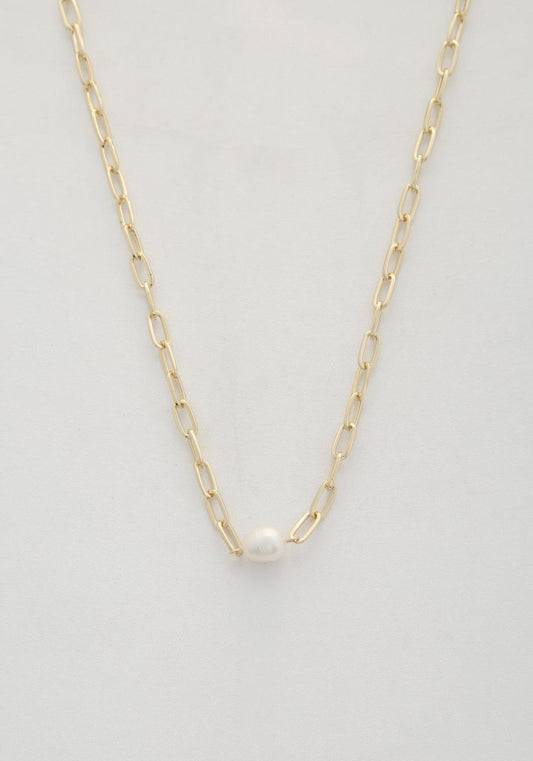 Belle Belli Pearl Bead Oval Link Necklace