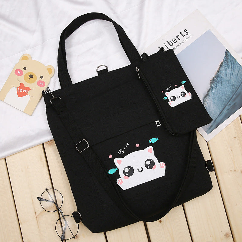 Cute Cat Printed Canvas Bag