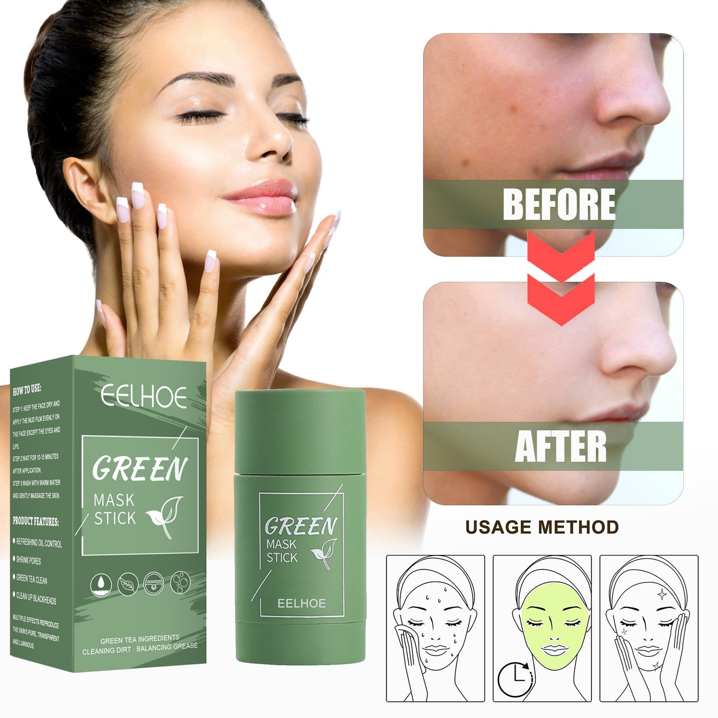EELHOE Green Tea Solid Mask Deep Cleansing and Hydrating Mask